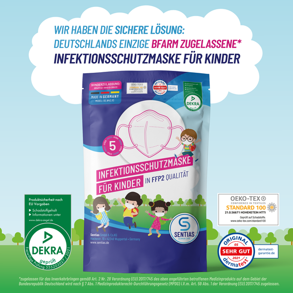 Sentias Infektionsschutzmaske für Kinder (5er Packung)