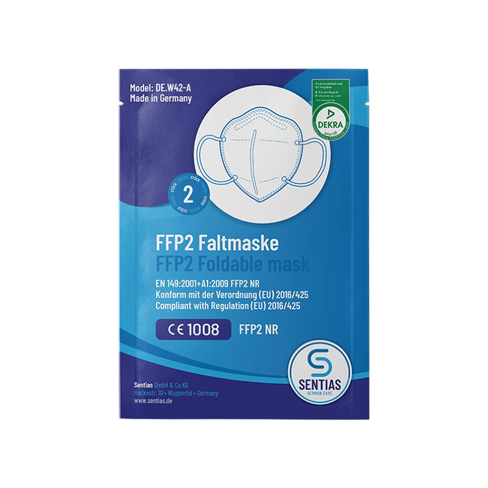 Sentias FFP2 NR Atemschutzmaske CE1008 (2er Packung)